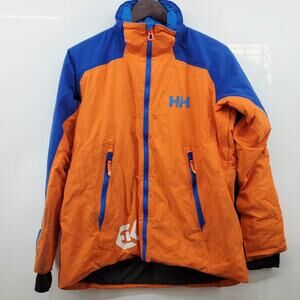 Helly Hansen Stuben Ski Jacket Full Zip Youth 16/176 Orange Blue No Hood